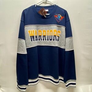 Golden‎ State Warriors NBA Sweatshirt Large Crew Fleece Vtg Logo Mitchell & Ness